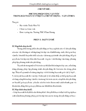 Chuyên đề Phương pháp cộng vận tốc trong bài toán cực trị của chuyển động  Vật lí THCS